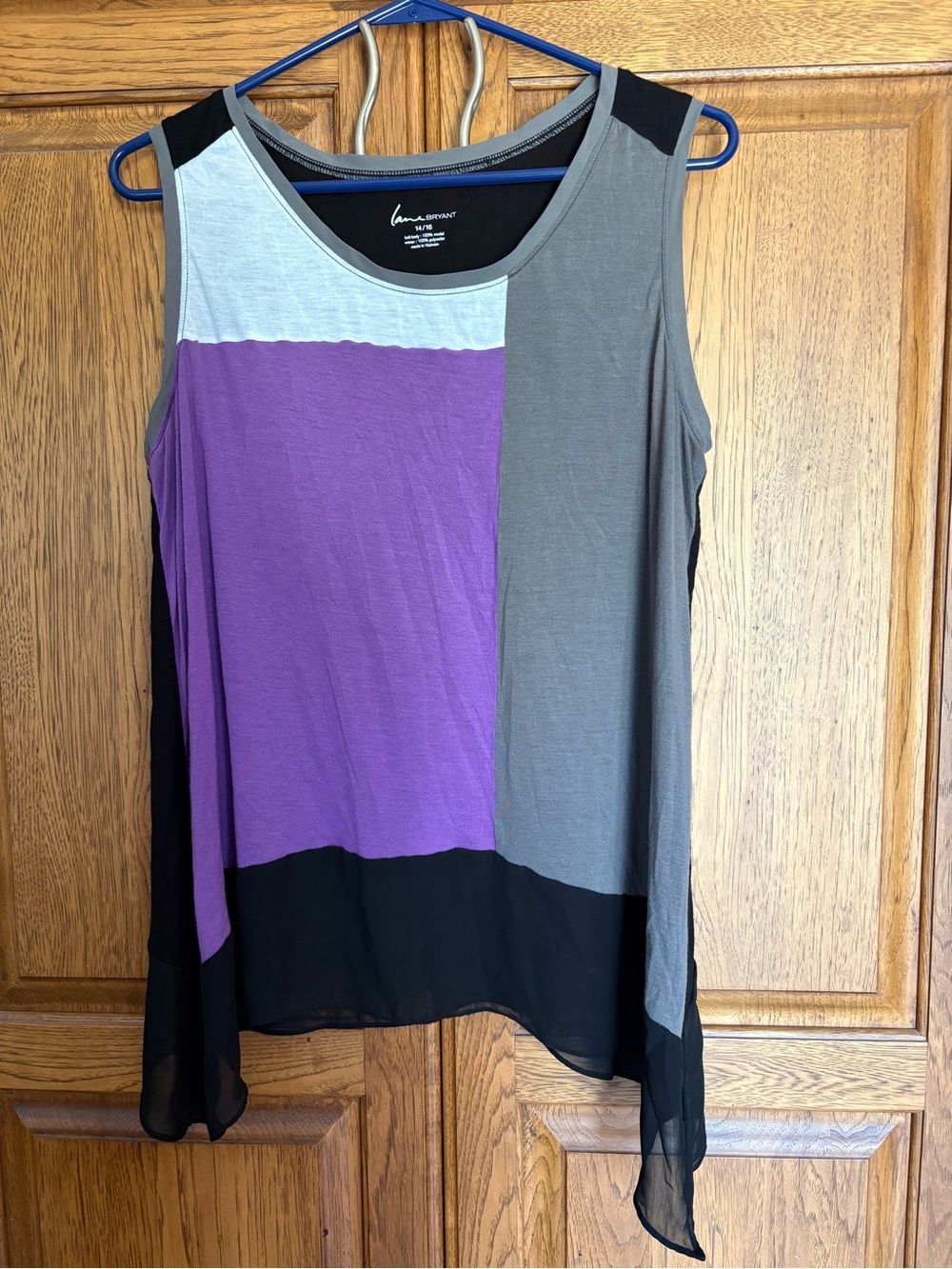 Lane Bryant Purple, Gray & Black Colorblock Sleeveless Tank size 14/16